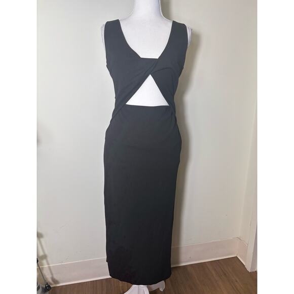 NWT Acoa Black Cutout Midi Dress Sz S - Picture 1 of 3